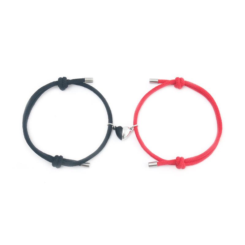 Love Magnet Couple Bracelets Set of 2 for Him and Her Braided Rope Friendship Jewelry