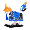 1pcs Medieval Horses Grey Bodies Blue Saddle Blankets White Horse Emblems Yellow Trims Building Block