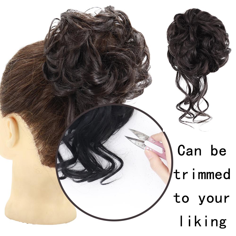 Synthetic Hair Bun Extensions Messy Curly Chignon Blonde Brown Donut Elastic Chignon for Women