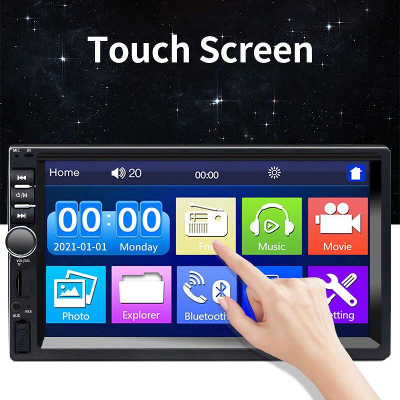 Автомагнитола 2 Din Bluetooth HD 7" Мультимедийный MP5 Плеер Сенсорный Экран FM USB ISO Питание Вход Aux Поддержка Камеры Заднего Вида Навигационный Экран Автомобиля Видеорегистратор