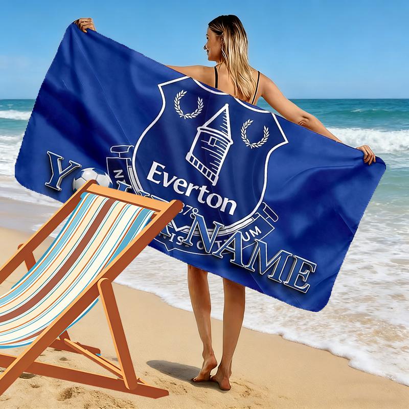 Custom Name,Everton FC Print Beach Towel, Large Soft Quick Dry Towel for Beach Camping Swimming