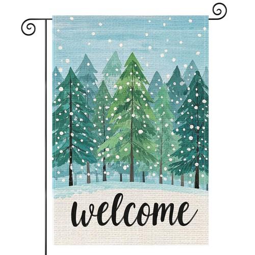 Welcome Garden ag 12X18 Inch Merry Christmas Garden ags Burlap Double-Sided
