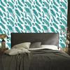 Wallpaper Turquoise feathers on a white background for the living room and bedroom 50x1000
