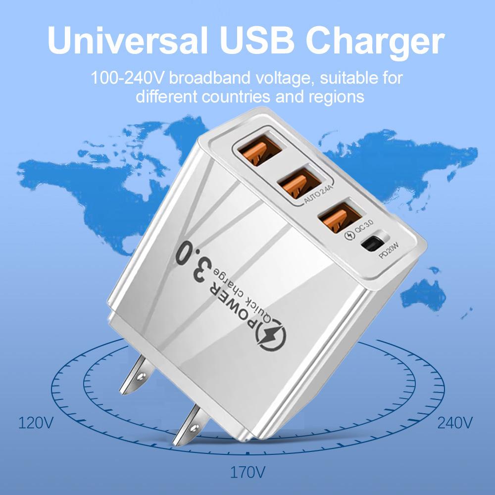 USB зарядное устройство QC 3.0 Type C PD быстрая зарядка для iPhone 12 13 Max Samsung S21 Xiaomi мобильный телефон EU/US вилка настенное зарядное устройство