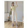 2026 Women's Thin Cotton-Linen Pants, High-Waisted, Loose-Fit, Cuffed, Nine-Quarter Length, Casual Harem Pants