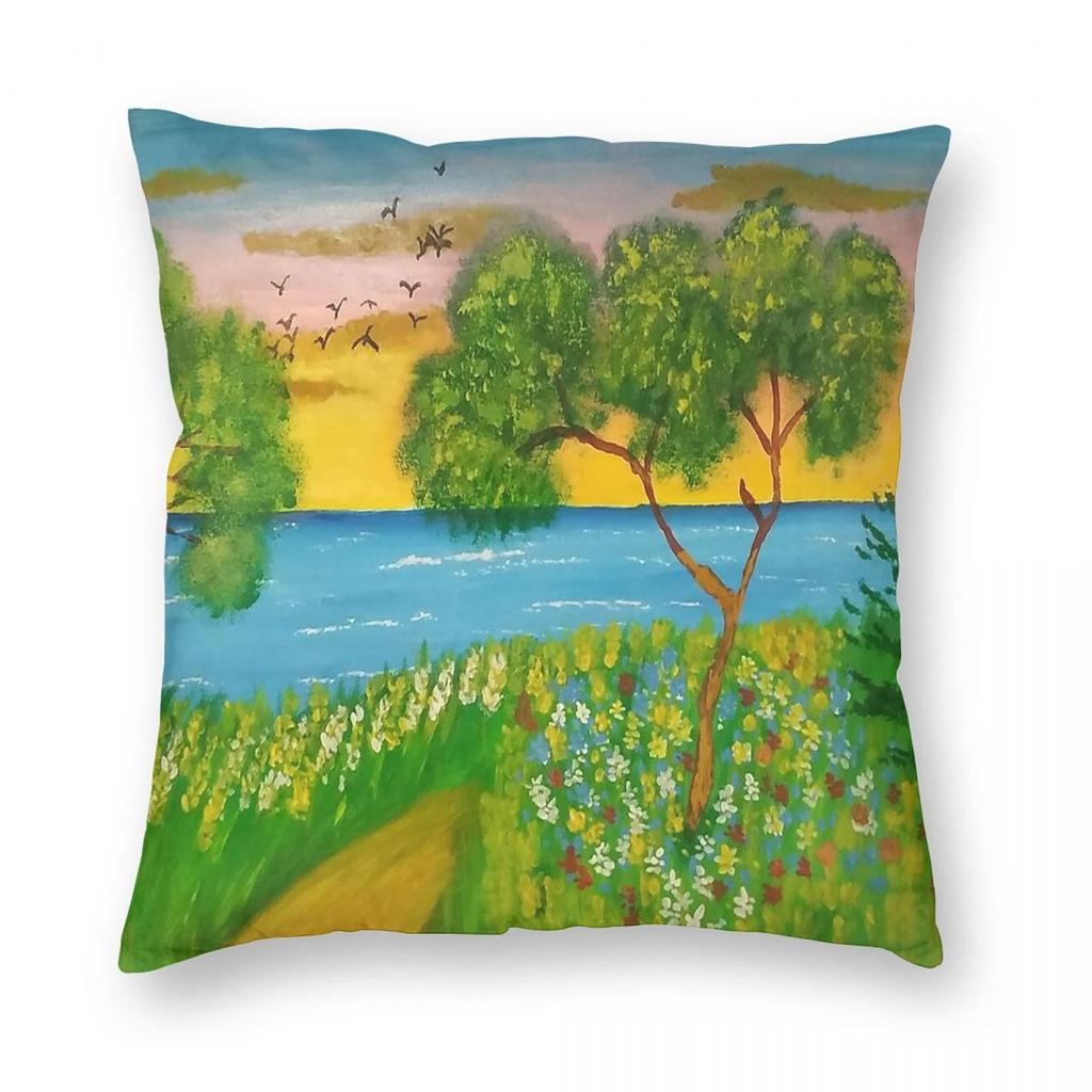 Flowery Coasts Square Pillowcase Polyester Linen Velvet Printed Zip Decorative Bed Cushion Case