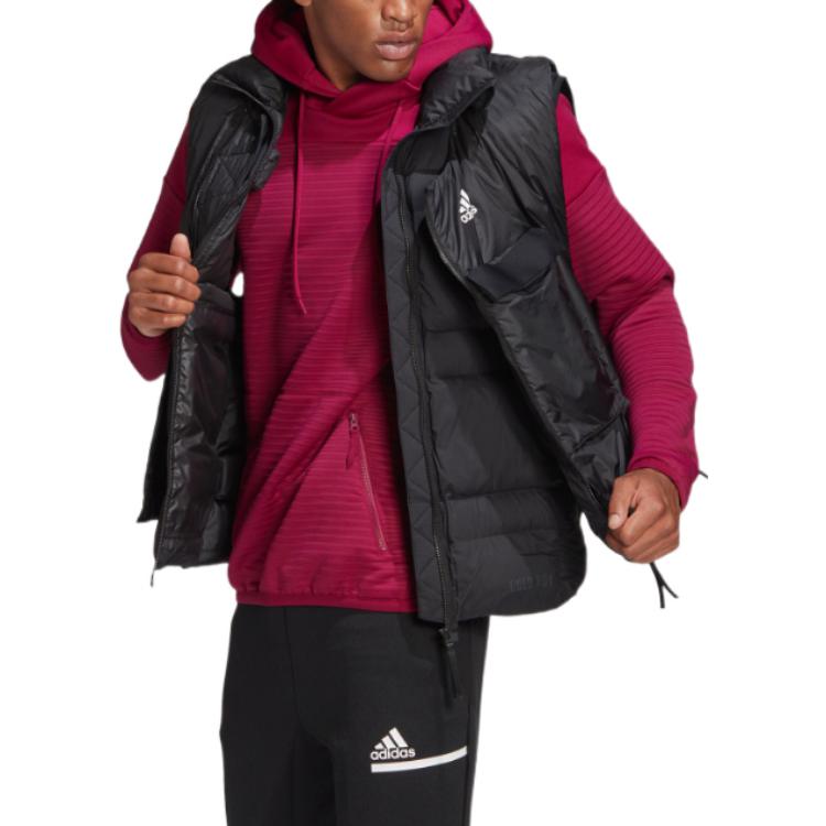 adidas Однотонный жилет на молнии с воротником-стойкой для мужчин, черный FT2417