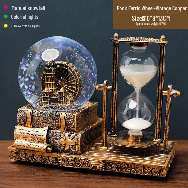 Креативный светящийся шар со снегом Эйфелева башня Музыкальная шкатулка - Ретро Декор для рабочего стола