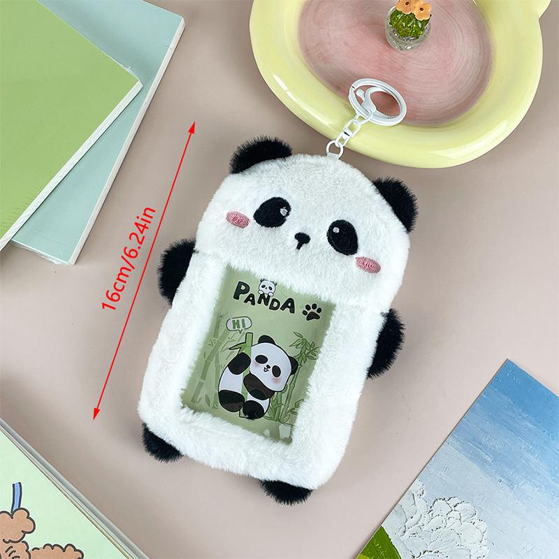 Kawaii Cartoon Panda Photocard Holder Plush Cute Student Card Holder Kpop Idol Photo Sleeve School Stationery