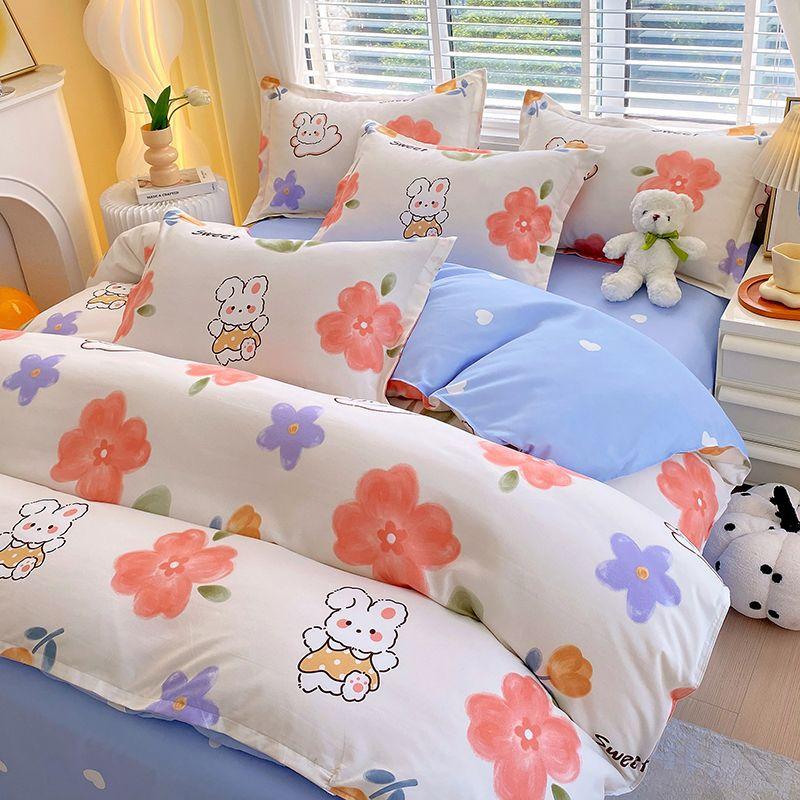 Комплект из четырех простыней, постельное белье, пододеяльник из стираного хлопка с пескоструйной обработкой, простыня, односпальное одеяло для спальни, комплект из трех предметов