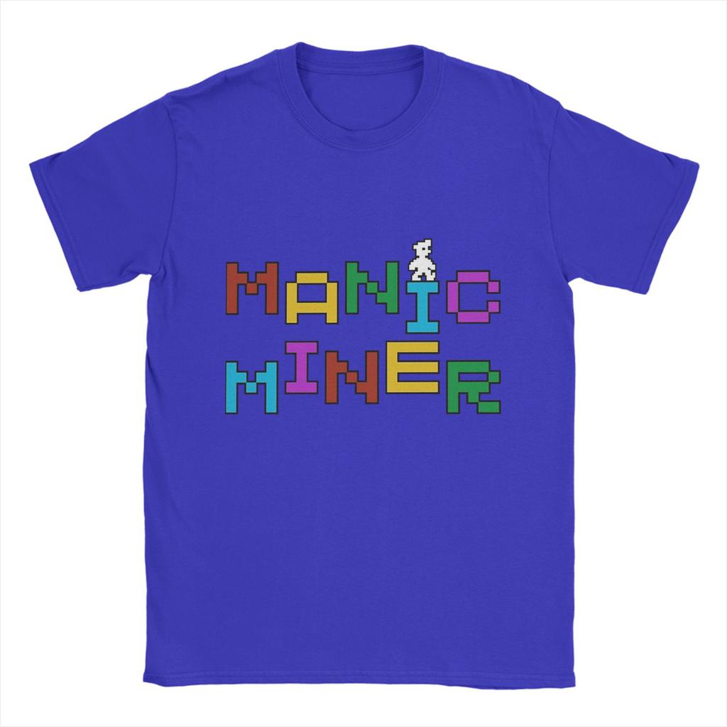 Manic Miner   Футболка Летняя  Ретро Игра  Хип-Хоп Футболки Мужская Чистый Хлопок Круглый Вырез Большой Размер  Одежда Короткий Рукав Базовые Топы