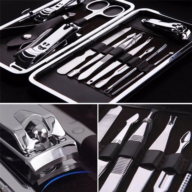 SIMPLISIM: Set Trousse Manucure 12 Pièces Pedicure Manicure Kit Coupe Ongles Pince comédons