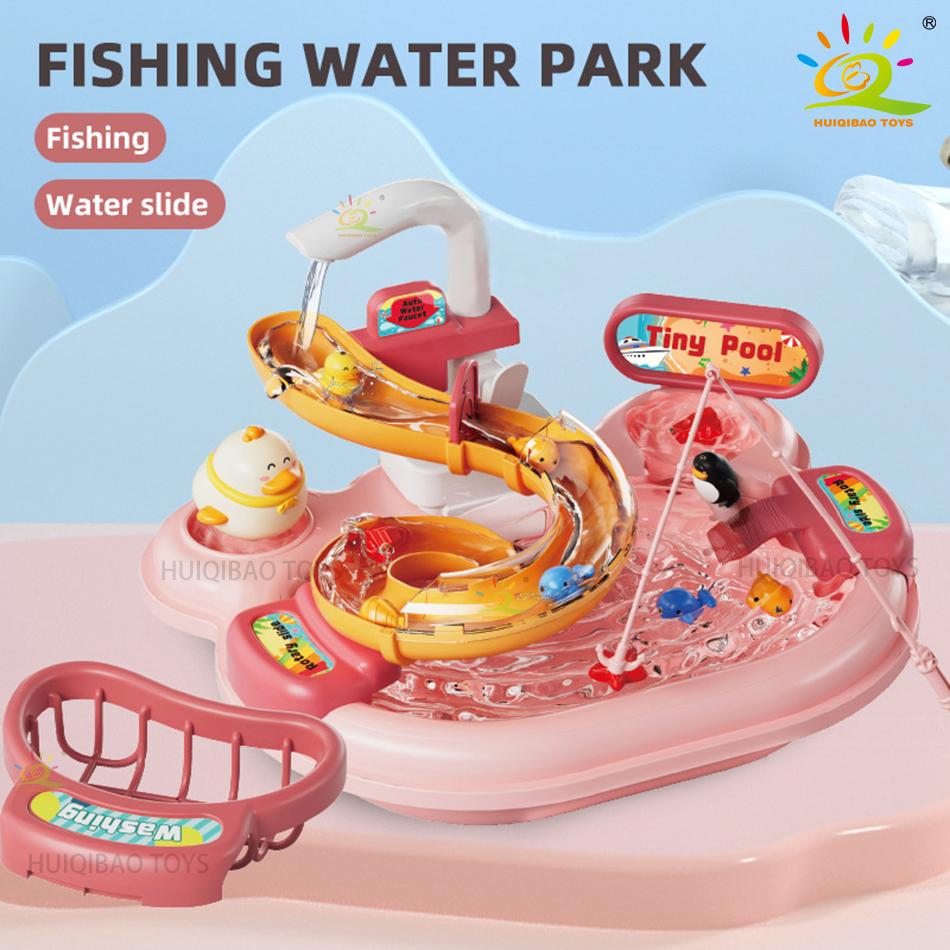 Kids Kitchen Sink Toys Electric Dishwasher Playing Toy With Running Water Pretend Play Food Fishing Toy Role Playing Girls Gift