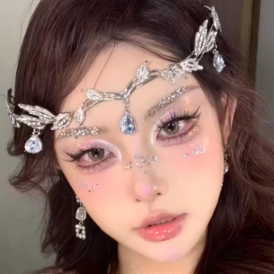 Супер Фея, бахрома из стразов на лбу, эльфийский лист, повязка на голову с каплями воды, милый и продвинутый головной убор принцессы, свадебная корона