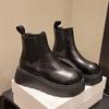 Дымчатые ботинки челси на толстой подошве женские 2025 новые осенне-зимние ботинки мартин в британском стиле короткие ботинки с увеличением роста тонкие ботинки