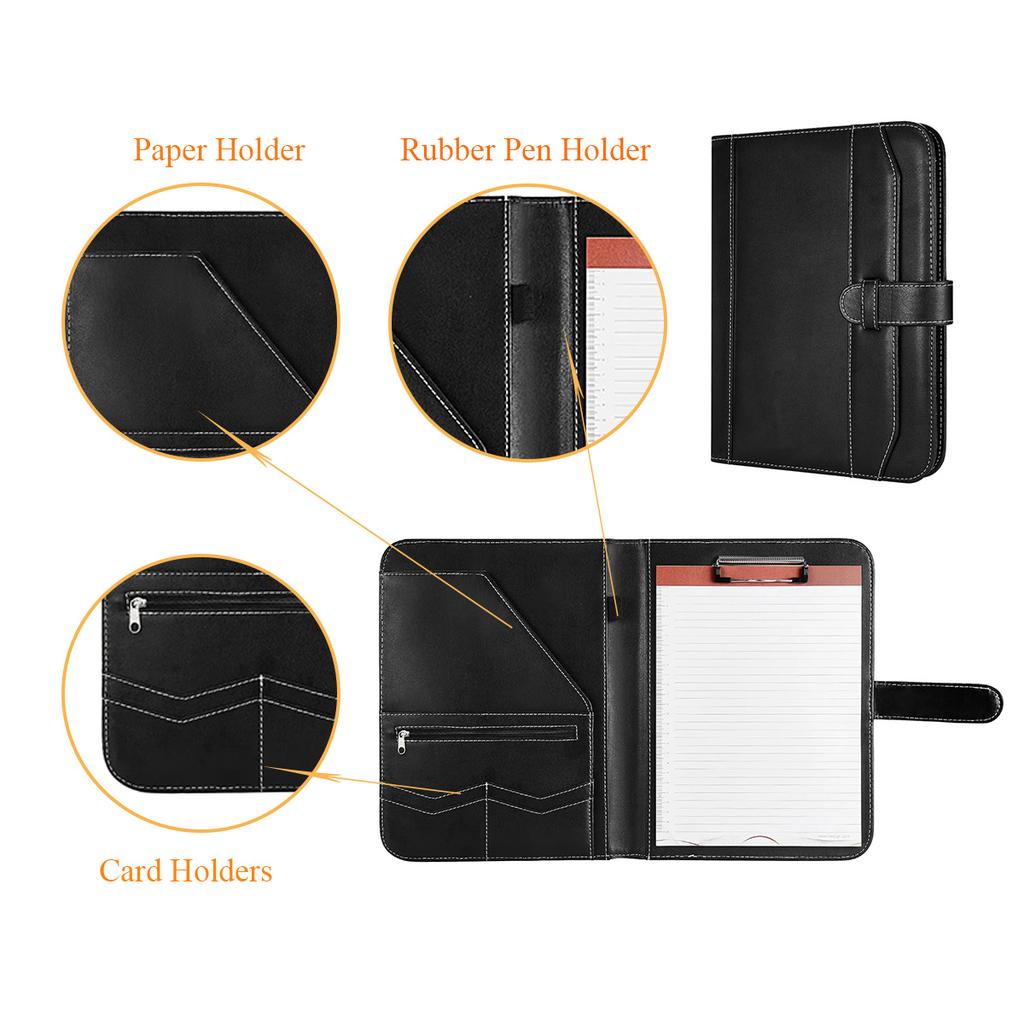 Faux PU Leather Meeting Resume Documents Legal Padfolio Slim Business Men Women Clipboard Portfolio Organizer Portfolio Folder