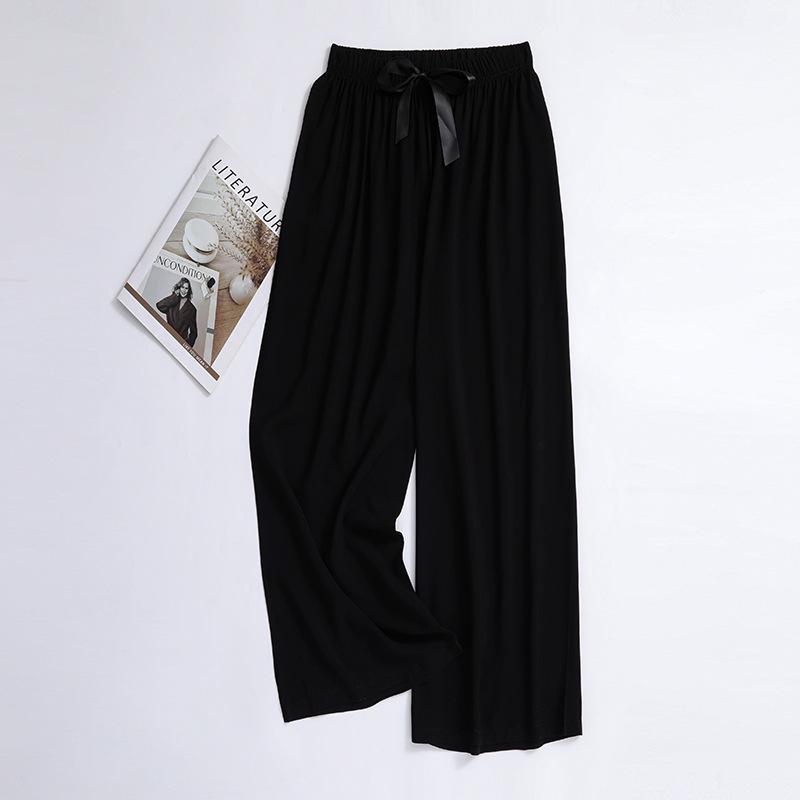 Женские пижамные брюки больших размеров из хлопка и вискозы, с мультяшным цветочным принтом, свободные девятиточечные пляжные брюки, для улицы