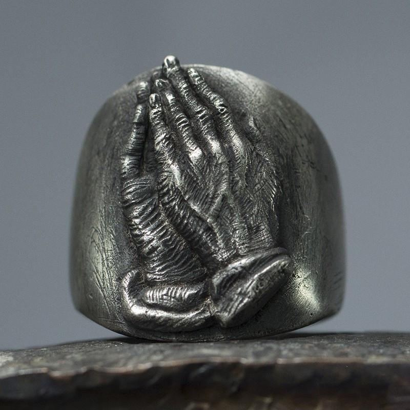 Стимпанк Винтаж Христианская Религия Мэри Молящаяся Мужская Открытые Кольца Из Нержавеющей Стали Готический Панк-Рок Байкерские Ювелирные Аксессуары