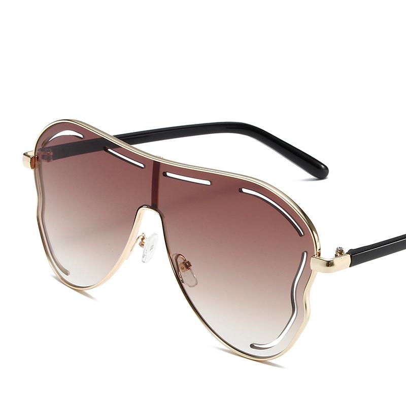 Oversized Hollow One-Piece Sunglasses Women Big Frame 2025 Luxury Brand Special-Shaped Sun Glasses For Ladies Eyewear Shades