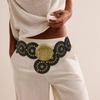 Exaggerated Wide Boho Disc Belt Rivet Carved Buckle Waist Belt Woman Vintage Belt  Dress Decoration