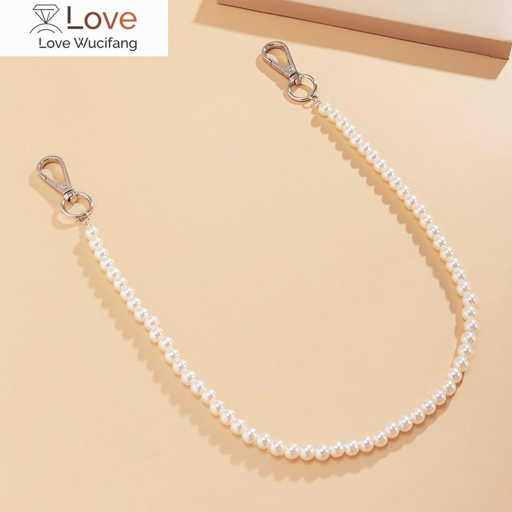 Classic Fashion Imitation Pearl Waist Chain Key Chain Rock Punk Trousers Chain Pant Jean Keychain Hip Hop Trouser Accessories