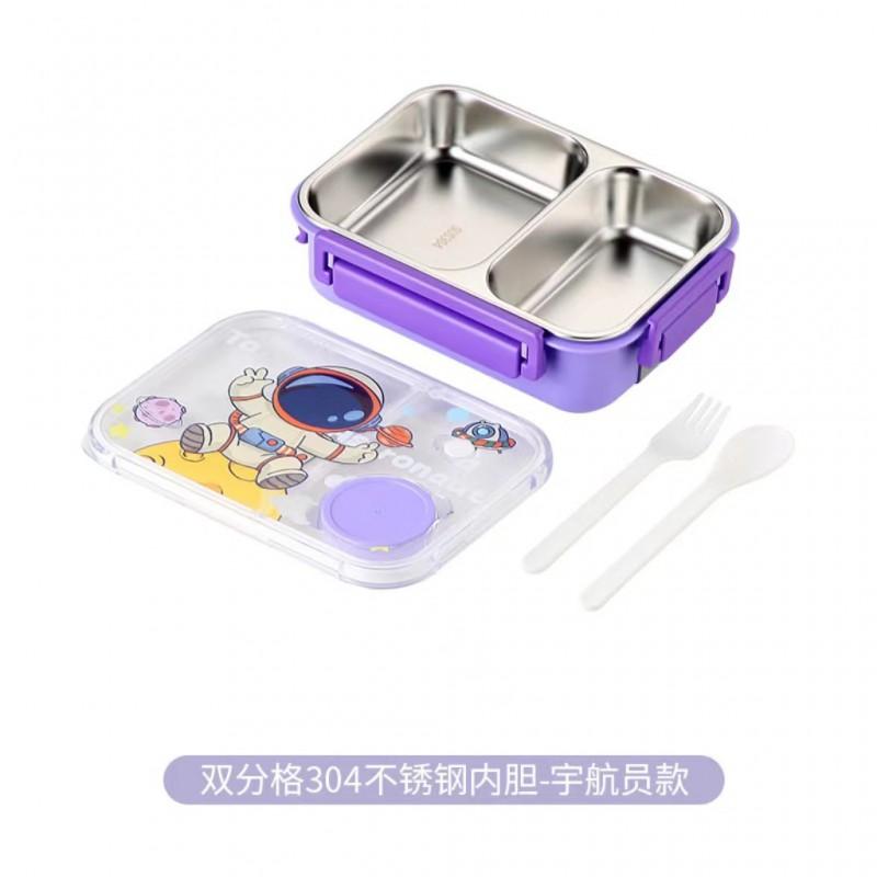 Cute Cartoon Bento Box With Sauce Compartment Leakproof Divided Lunch Container Adults Microwave Safe PP Material