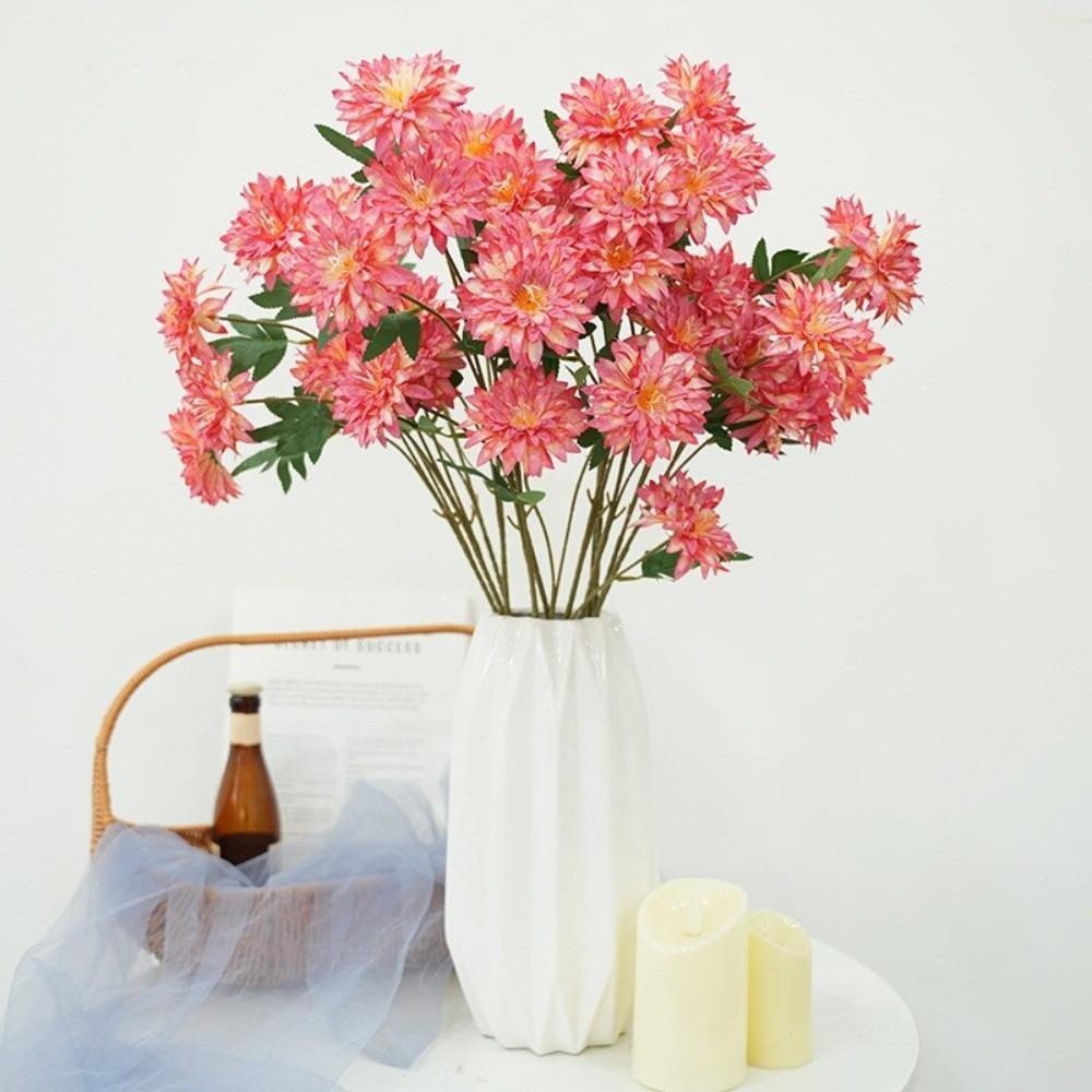 3 Heads Artificial Dahlia Flower 64cm Length Hydrangea Flower Simulation Flowers  Photography Props