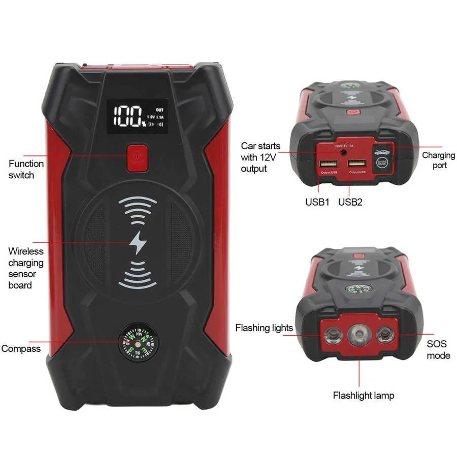 39800mAh Car Jump Starter 1200A LED Display Power Bank Battery Booster 12V Car Battery Charger Starting for Car 4-6L Vehicle