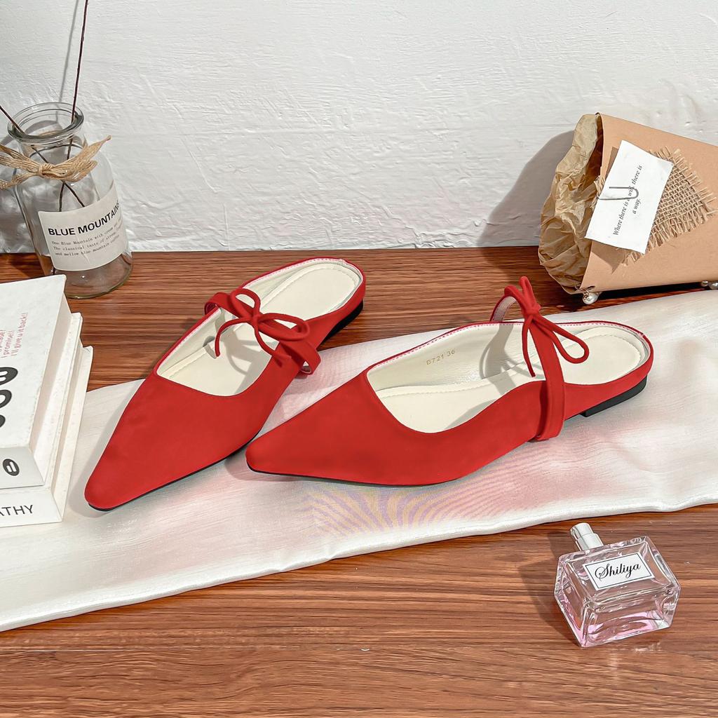 Autumn New Bag Head Cool Slippers Women's Fashion Pointed Muller Shoes Women's Rear Empty Temperament Single Shoes with Women's Shoes