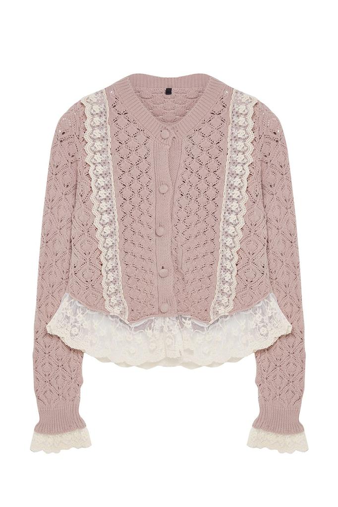Женский модный стильный кардиган, черный укороченный кружевной ажурный ажурный трикотажный кардиган