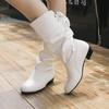 Women's Trendy Chunky Heel Dress Boots - Soft Comfort, Durable Lace-Up Design, Mid Calf Height - Versatile Solid Colors for Fashion-forward Style