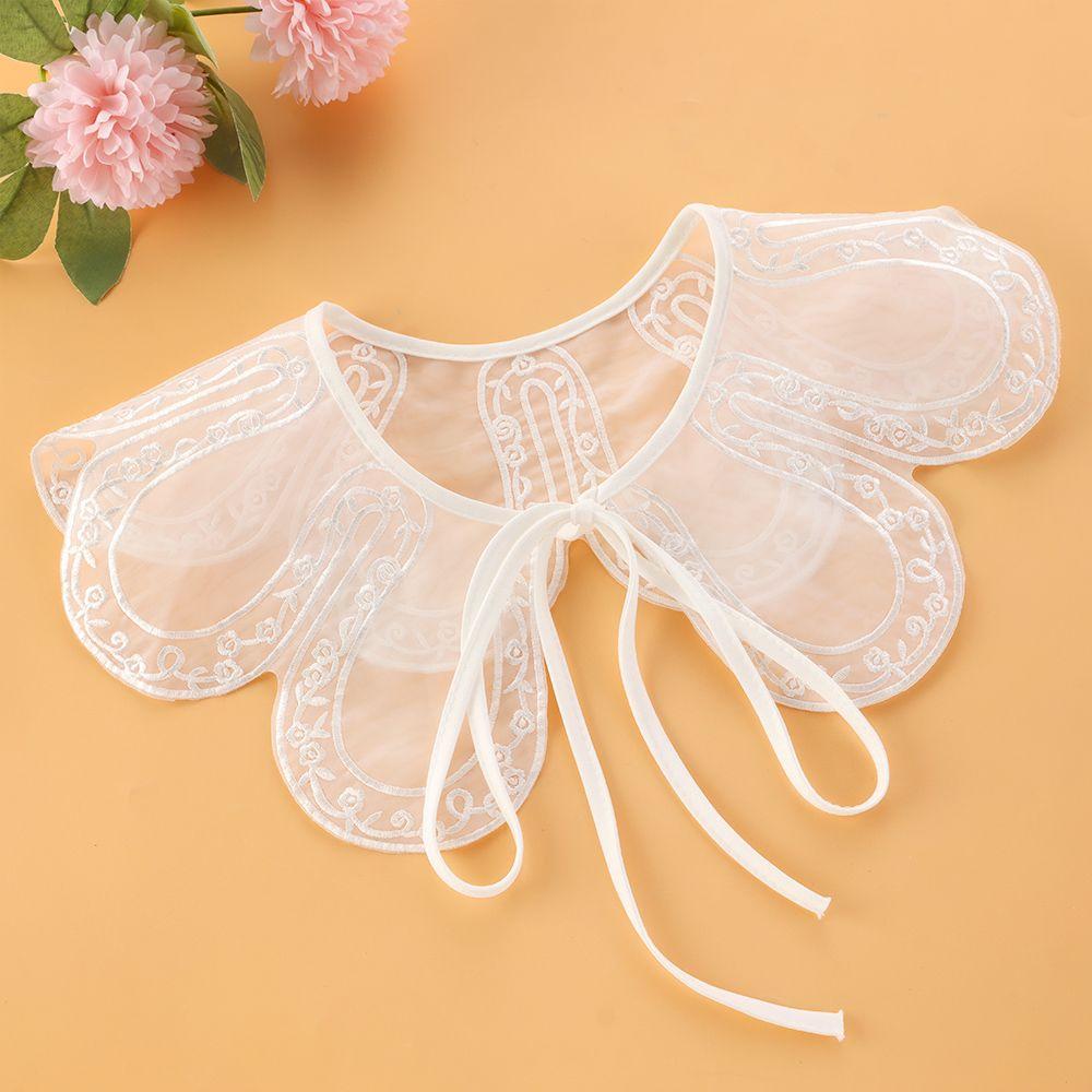 1pc Sexy Lace Fake Collar Shirt Shawl Flower Crochet Neckline Collars Women Detachable Collar Half Shirt Faux Collar Lace Fabric