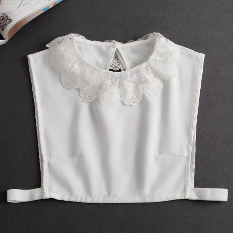 Fashion White Fake Collar Women Detachable Collars Black Woman False Collar Lace Removable Half Shirts Tie Top Collars Decor