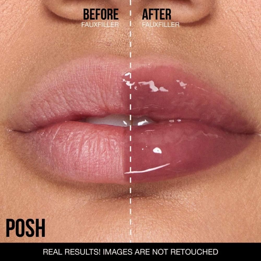 Huda Beauty Faux Filler Shiny Non Sticky Lip Gloss .13 Oz   3.9 Ml Posh Deep Rose