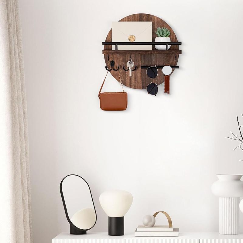 1 шт. деревянные крючки в стиле ретро, круглая стойка для хранения вещей, практичная настенная карбонизированная цветная подставка для ключей, украшение для входа, хранение