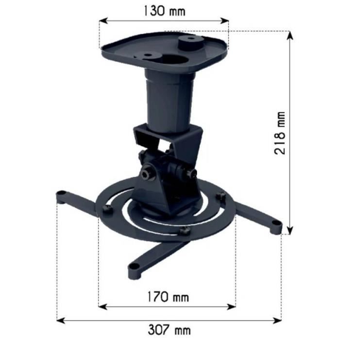 TECHly ICA-PM-100BK Support plafond pour projecteur inclinable, rotatif Distance sol/plafond (max.): 218 mm noir