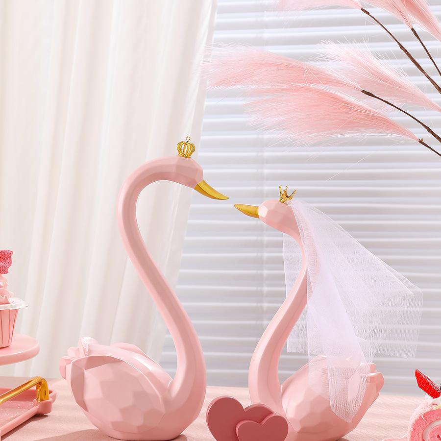 Swan Figurine Pair Wedding Favors, Room Decor & Gifts for Newlyweds or Best Friend Bride