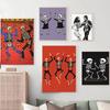 Funny Skeletons Dancing Retro Halloween Art Posters and Prints Canvas Printing Wall Picture for Living Room Home Decoration