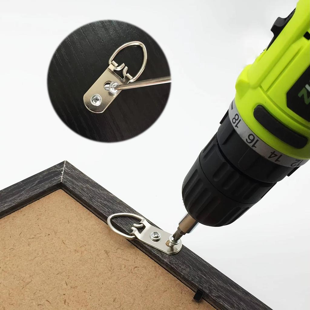 Набор из 30 D-образных подвесов для картин, сверхпрочный набор для подвешивания картин с винтами, двойные отверстия для подвешивания картин для фоторамок, фотографий