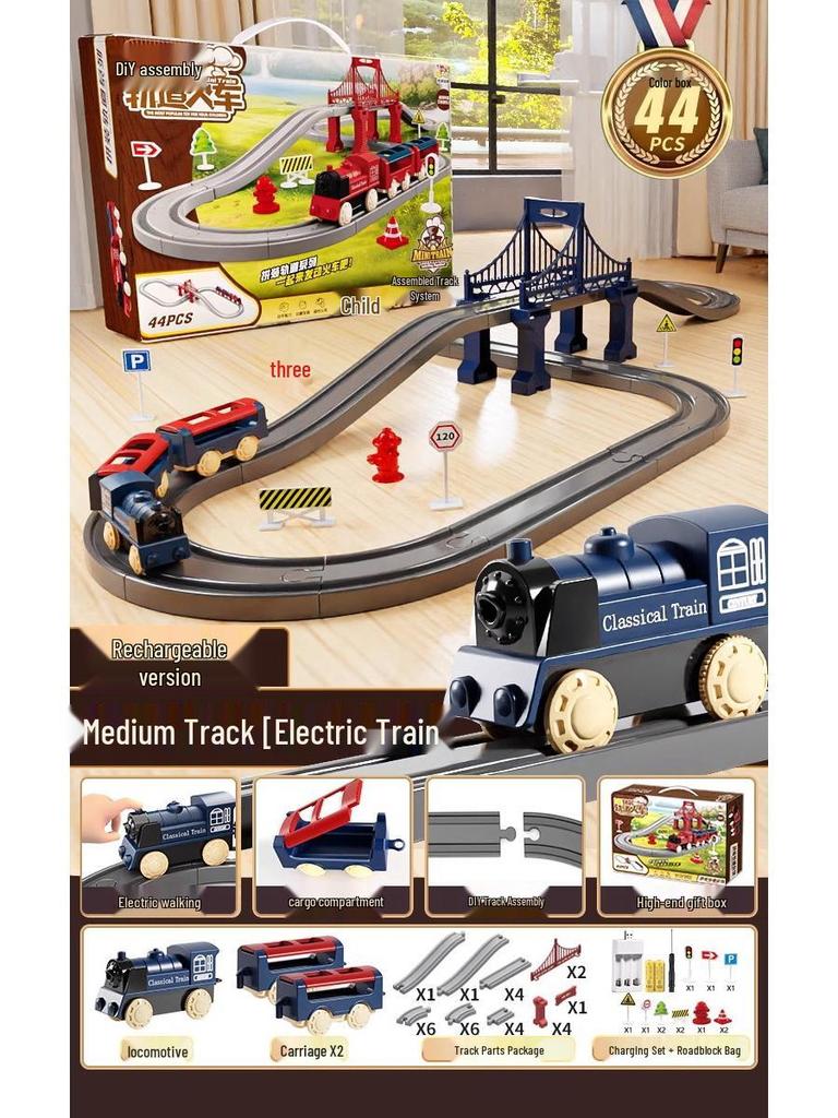 Набор электрического высокоскоростного поезда для детей – Развивающая игрушка с моделью железной дороги, Идеальный подарок на день рождения.