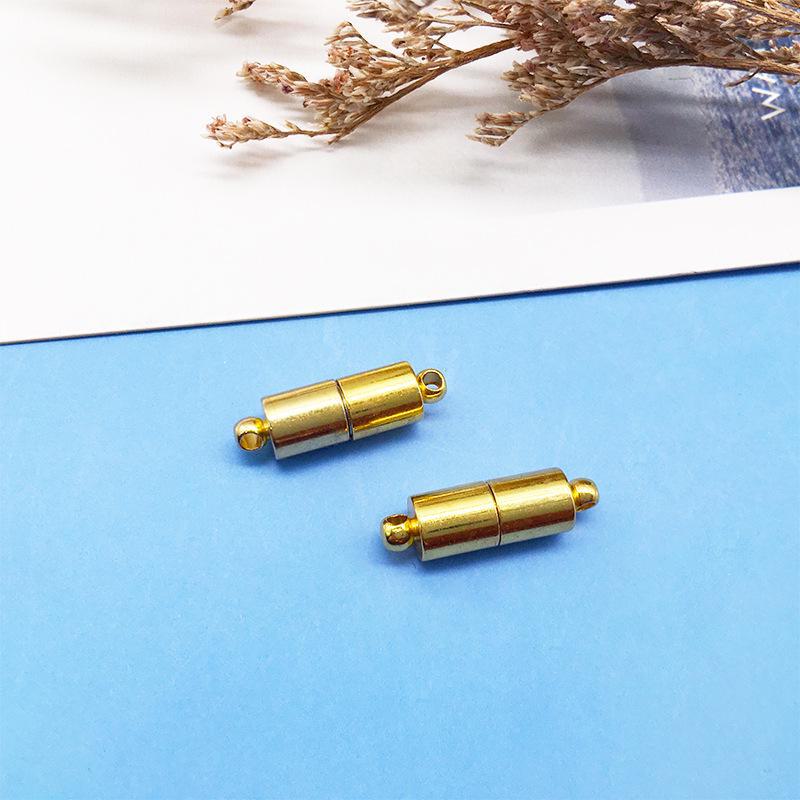 Золотая цилиндрическая магнитная пряжка для самодельных украшений ручной работы - пряжка для соединения ожерелья и браслета