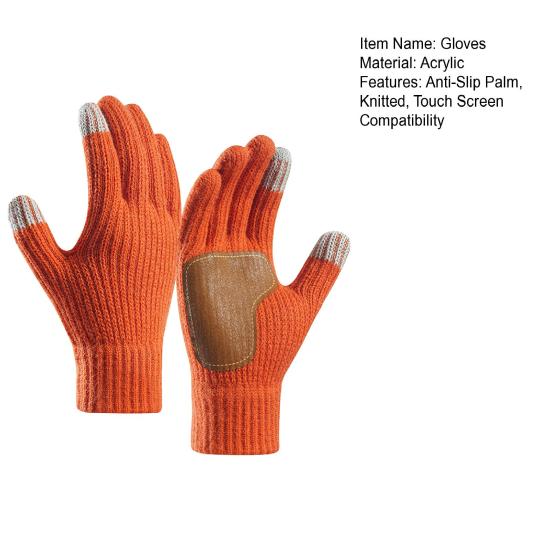 Зимние сенсорные перчатки мужские женские теплые вязаные перчатки с противоскользящей ладонью утолщенные термоперчатки для активного отдыха, велоспорта, повседневных прогулок