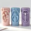 Nativity Embossed Cylinder Silicone Candle Mould Food Grade Silicone For Making Candle Soap Chocolate Holiday Decoration