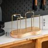 Disposable Cup Storage Holder Rack Shelf Water Tea Cups Wood Dispenser with Longer Stick Mug Display Stand Organizer Supplies