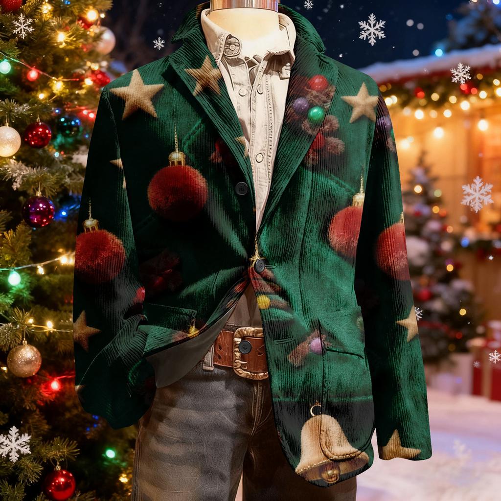 Мужской уродливый рождественский вельветовый теплый карманный пиджак-кардиган, мужской повседневный костюм