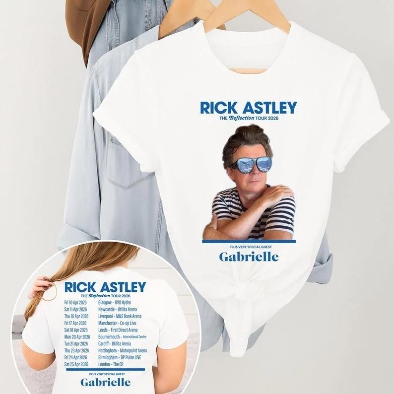 Футболка Rick Astley Reflection Tour 2026, Футболка с датами концертов Рика