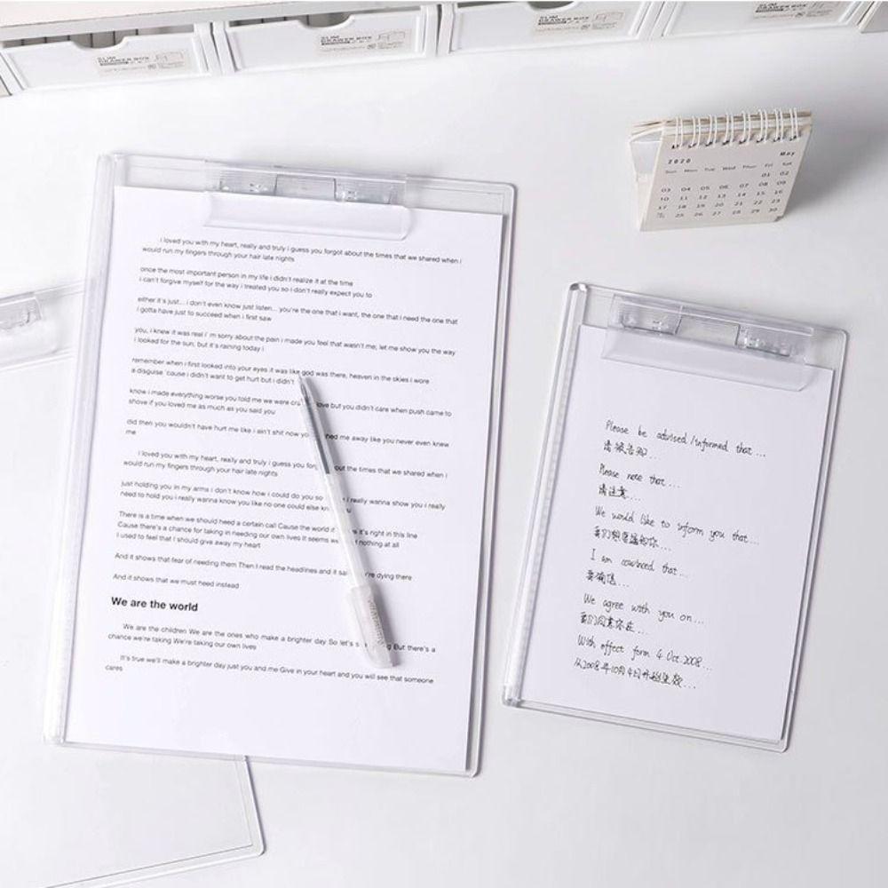 Durable Memo Clipboard Transparent Paper Organizer Portable File Folder Drawing