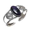 Natural Russian Charoite 925 Sterling Silver Cuff Bangle Adjustable h2Z54