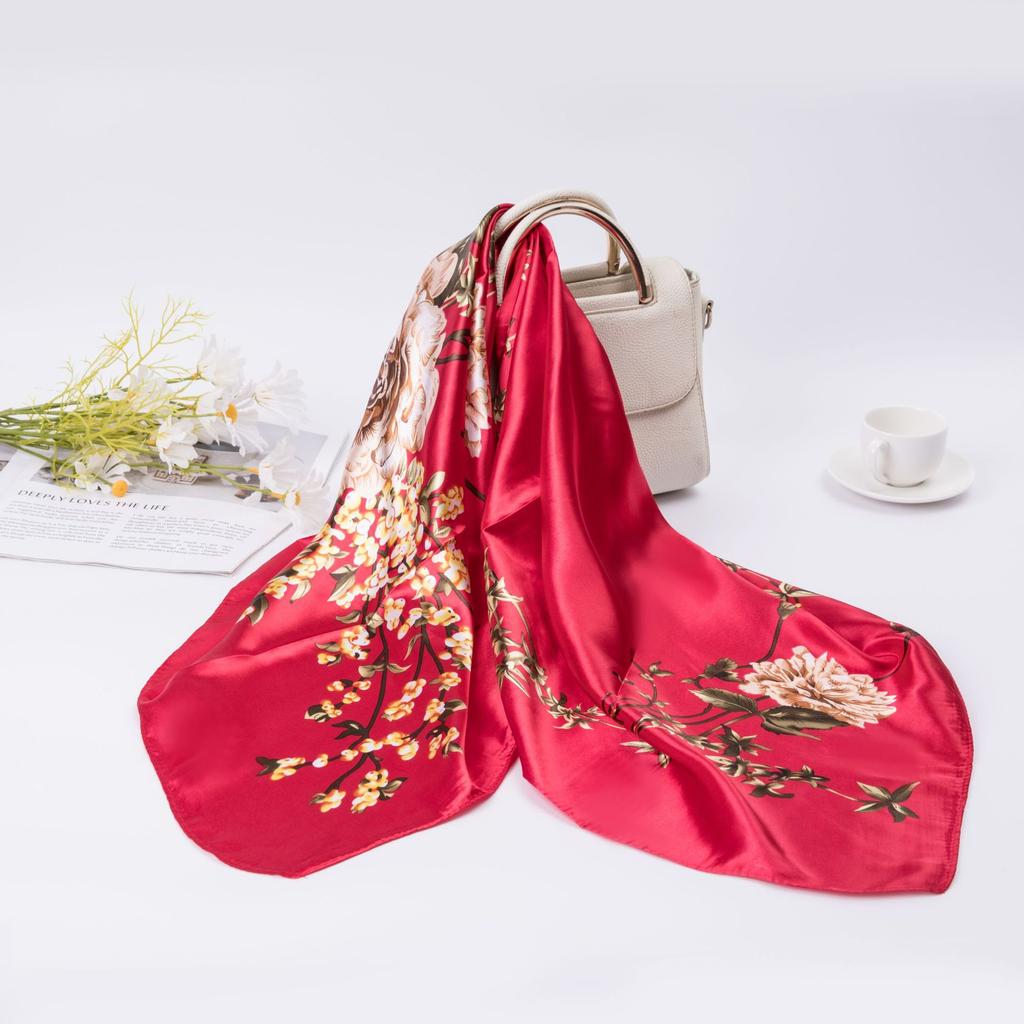 Большой квадратный шарф из искусственного шелка 90 см. Шелковый шарф женский. Новинка 2024 года. Весенние и осенние модели зарубежной модной рубашки. Большой квадратный шарф. Материнский шарф.