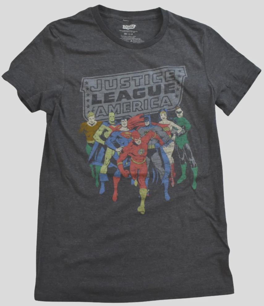 DC Comics Justice League Of America Mens Retro Distressed Print Shirt New Small
